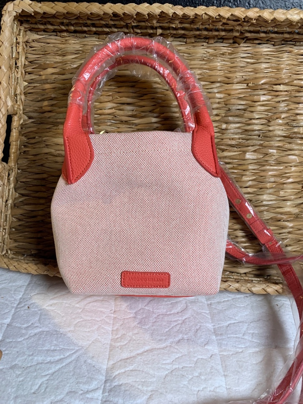 Coral & Tan Antonio Melani mini handbag - cute new